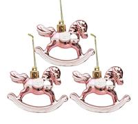 Genérico Ornement De Noël De Cheval À Bascule - 3 Pièces Ornements D'animaux De Noël, Petit Ornement De Cheval À Bascule Avec Lanière Pour La Décoration De Porte, Décoration De Maison