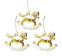 Genérico Ornement De Noël De Cheval À Bascule - 3 Pièces Ornements D'animaux De Noël, Petit Ornement De Cheval À Bascule Avec Lanière Pour La Décoration De Porte, Décoration De Maison