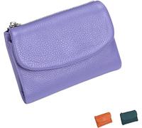 Genérico oro unisex de piel guijarro, cartera pequeña para mujer, monedero de piel auténtica de 13,5 cm con titular, compartimento para monedas y ranuras para billetes, lavanda, Casual