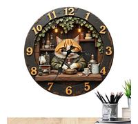 Genérico Orologio da Parete Silenzioso,Decorazione in Legno a Tema Gatto Con Dimensione 30 Centimetri - Orologio Animale | per Soggiorno CASA Ufficio Cucina Sala Studio