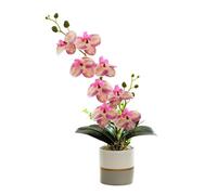 Genérico Orquídea Artificial Amarilla de Dos Puntas Realista Phalaenopsis de Silicona de Ocho Cabezas en Maceta Flor de Mariposa Blanca de Imitación(Rosa)