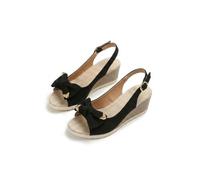 Genérico Orthopedic Platform Wedge Sandals for Women 2026 Summer Bow Tie Casual Open Toe Fish Cute Bow Casual Beach Slip On Slides Comfortable Walking Outdoor Shoes (Black,41)