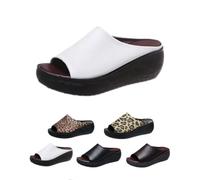 Genérico Orthopedic Sandals for Women 2025 New Summer Comfortable Orthotic Leather Wedges Comfortable Arch Support Slides (White,42)