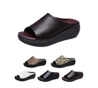 Genérico Orthopedic Sandals for Women 2025 New Summer Comfortable Orthotic Leather Wedges Comfortable Arch Support Slides (Brown,38)