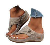 Genérico Orthopedic Sandals for Women 2026 Dressy,Arch Support Wedge Platform Slip On Sandal with Anti-Slip Sole,Open Toe Orthotic Sandals (Gray,39)