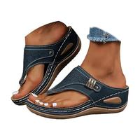 Genérico Orthopedic Sandals for Women 2026 Dressy,Arch Support Wedge Platform Slip On Sandal with Anti-Slip Sole,Open Toe Orthotic Sandals (Blue,40)