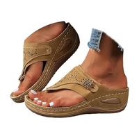 Genérico Orthopedic Sandals for Women 2026 Dressy,Arch Support Wedge Platform Slip On Sandal with Anti-Slip Sole,Open Toe Orthotic Sandals (Brown,38)