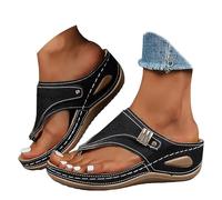 Genérico Orthopedic Sandals for Women 2026 Dressy,Arch Support Wedge Platform Slip On Sandal with Anti-Slip Sole,Open Toe Orthotic Sandals (Black,36)