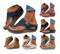 Genérico Orthopedic Sandals for Women 2026 Dressy Casual Summer Flip Flops with Arch Support Wedge Platform Sandals (blue,38)
