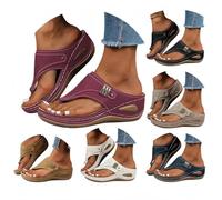 Genérico Orthopedic Sandals for Women 2026 Dressy Casual Summer Flip Flops with Arch Support Wedge Platform Sandals (red,41)