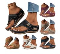 Genérico Orthopedic Sandals for Women 2026 Dressy Casual Summer Flip Flops with Arch Support Wedge Platform Sandals (black,42)