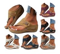 Genérico Orthopedic Sandals for Women 2026 Dressy Casual Summer Flip Flops with Arch Support Wedge Platform Sandals (brown,39)