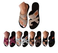 Genérico Orthopedic Sandals for Women 2026 Summer Beach Slip On Flip Flops Comfortable Mesh Flats Casual Toe Ring Slippers Arch Support (khaki,42)