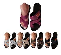 Genérico Orthopedic Sandals for Women 2026 Summer Beach Slip On Flip Flops Comfortable Mesh Flats Casual Toe Ring Slippers Arch Support (burgundy,42)