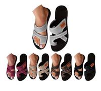 Genérico Orthopedic Sandals for Women 2026 Summer Beach Slip On Flip Flops Comfortable Mesh Flats Casual Toe Ring Slippers Arch Support (grey,42)