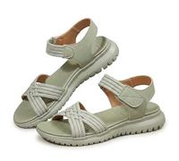 Genérico Orthopedic Sandals for Women 2026, Wide Width Sport Arch Support Ankle Strap Casual Strappy, Adjustable Breathable Dressy Woven Heels Thick Sole Secure Closure (Green,41)