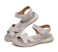 Genérico Orthopedic Sandals for Women 2026, Wide Width Sport Arch Support Ankle Strap Casual Strappy, Adjustable Breathable Dressy Woven Heels Thick Sole Secure Closure (Gray,39)