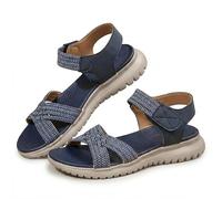 Genérico Orthopedic Sandals for Women 2026, Wide Width Sport Arch Support Ankle Strap Casual Strappy, Adjustable Breathable Dressy Woven Heels Thick Sole Secure Closure (Blue,43)