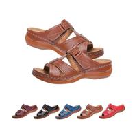 Genérico Orthopedic Sandals for Women Comfortable Wedge Fish Mouth Open Toe Hook and Loop Slides Summer Casual Ladies Roman Shoes Slipper (Brown, 41)
