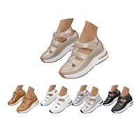 Genérico Orthopedic Sandals for Women Summer Hollow Out Closed Toe Sneaker Breathable Comfortable Platform Arch Support Platform Wedge Sandal Slip On Walking Business Slipper (gold,37)