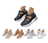 Genérico Orthopedic Sandals for Women Summer Hollow Out Closed Toe Sneaker Breathable Comfortable Platform Arch Support Platform Wedge Sandal Slip On Walking Business Slipper (black,38)