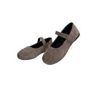 Genérico Orthopedic Suede Ballet Mary Jane Flats for Women, Comfortable Wide Toe Box Leopard Print Fall Slip on Maryjane Shoe (Gray,37.5)