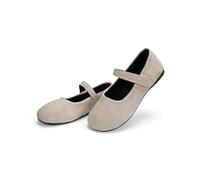 Genérico Orthopedic Suede Ballet Mary Jane Flats for Women, Comfortable Wide Toe Box Leopard Print Fall Slip on Maryjane Shoe (White,37.5)