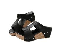 Genérico Orthopedic Wedge Sandals for Women 2025 New Platform Sandal Open Toe Espadrilles Dressy Casual Boho Summer Beach (Black, 36)