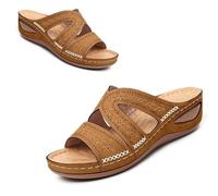 Genérico Orthopedic Wedge Sandals for Women 2025 omfortable Open Toe Wedge Beach Sandals Arch Support Wedge Non Slip Flip Flops (1PCS/F,39)