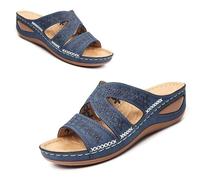 Genérico Orthopedic Wedge Sandals for Women 2025 omfortable Open Toe Wedge Beach Sandals Arch Support Wedge Non Slip Flip Flops (1PCS/D,36)