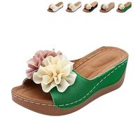 Genérico Orthopedic Wedge Sandals for Women 2026 Floral Platform Wedge Sandals Non-Slip Summer Beach Walking Shoes with Arch Support (Green,43)
