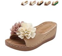 Genérico Orthopedic Wedge Sandals for Women 2026 Floral Platform Wedge Sandals Non-Slip Summer Beach Walking Shoes with Arch Support (Brown,40)