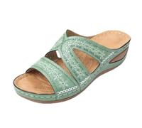 Genérico Orthopedic Wedge Sandals for Women 2026 Women Dressy Summer Comfortable Sandals with Arch Support Walking Sandal Casual Open Toe Wide Width Platform shoes (green,43)