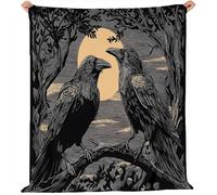 Genérico Oscuridad Halloween Pájaros Cuervos Manta, Gris Infantil Manta de Franela Mantas Polar Cubre Sofa - Acogedora Pelo Mantas para Cama 180 x 200 cm