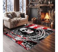 Genérico oscuro 160 x 230 cm suave alfombra de dormitorio, moqueta, gótico esqueleto cráneo lavable antideslizante alfombra de sala de estar - moqueta para sala de estar, dormitorio infantil, sala de