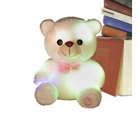 Generico Oso de peluche - 7,87 pulgadas, función de iluminación LED de peluche de oso de peluche | Peluche Bowknot colorido con diseño suave y luminoso, muñeca con acolchado para habitación de, a