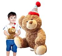 Generico Oso de peluche, animal de oso - Peluche de feliz cumpleaños con sombrero 14,96 pulgadas - Suave y simpático oso de peluche de compañía para niñas, cumpleaños, Navidad
