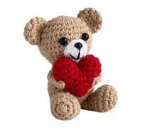 Generico Oso de peluche de ganchillo - Peluche de punto hecho a mano, mini muñeca de bolsillo con corazón | Regalo de apoyo emocional, regalo inspirador, calcetín para mujeres y hombres,