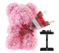Genérico Oso De Peluche Rosa, Oso Flor con Caja De Regalo Transparente, Oso Rosa Regalo para Mujer, Oso Flor Eterna para Regalos Día De La Madre, Regalos De Cumpleaños para Niña