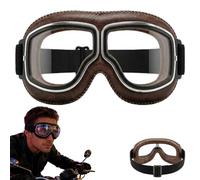 Genérico OTG Vintage Motorcycle Goggles Fits Over Prescription Glasses Anti-Fog Windproof Eye Protection Anti-Slip Strap (Dark Coffee)