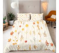 Genérico Otoño Cálido,Hojas Cayendo Funda para Edredón 260x240cm Textura Natural Juego de Funda Nórdica,2 Fundas Almohada 50x75cm Microfibra Ultra Suave,Cálido y Transpirable y Cremallera