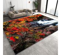 Genérico Otoño Hojas Rojas De Arce Alfombra Salon Grande Lavable en Lavadora, Alfombra Pelo Corto Imitación Cachemira Abstracta Antideslizante para Dormitorio 80x120 cm D-65