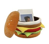 Genérico Ottoman with Storage, Hamburger Shape Footrest Stool with Hidden Compartment, Versatile Shoe Changing Stool for Entryway, Makeup Room, Vanity, Living Rooms, and Bedroom Decor