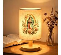 Genérico Our Lady Of Guadalupe Fabric Table Lamp,Christian Inspirational Religious Night Light with Mary Pattern,Bedside Light with Wood Base,for Bedroom Living Room Entryway,Spiritual Gift for Women