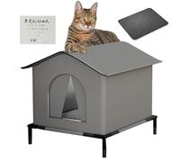 Generico Outdoor Cat House, Weatherproof Kitten Shelter with Mat and Doors