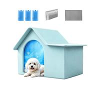 Genérico Outdoor Cooling Cat House for Summer - Semi-Enclosed Ice Pet Cave Bed with 3 Ice Boxes & Mesh Bag, Waterproof Air Conditioning Weatherproof Cat Hideouts for Outside Backyard, Patio & Porch