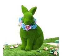 Genérico Outdoor Easter Bunny - Bunny Garden Statue, 3D Resin Green Home Decor Wearing A Floral Wreath For Yard Lawn Door Front Table Corner Indoor Party Spring Offices Room Desk Decorations