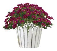 Genérico Outdoor Sunset Mums Foliage, Artificial Outdoor Sunset Mums Flowers - UV Resistant, Waterproof, Windproof (10Pack,Red)