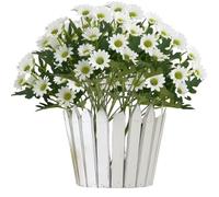 Genérico Outdoor Sunset Mums Foliage, Artificial Outdoor Sunset Mums Flowers - UV Resistant, Waterproof, Windproof (10Pack,White)