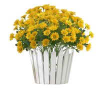 Genérico Outdoor Sunset Mums Foliage, Artificial Outdoor Sunset Mums Flowers - UV Resistant, Waterproof, Windproof (5Pack,Yellow)